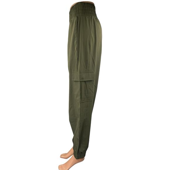 YPB MotionTek Green High Waisted Jogger Tapered Trousers Cargo Pants Size L - Picture 2 of 4